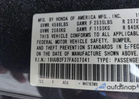 2015 Acura Tlx V6 z USA, uszkodzony, nr VIN 19UUB2F37FA007041